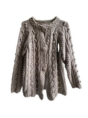 ALPS Acrylic & Lambswool Cable Cardigan Sweater Sz M